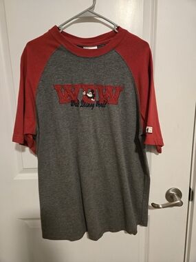 Disney Gray Tee with Red Trim and Mickey Label